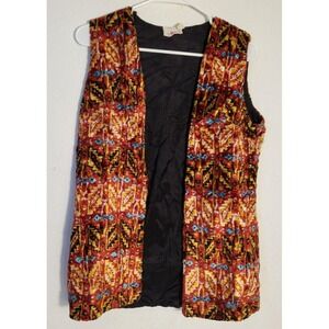 VTG‎ Aladdin 70's Carpet Tapestry Vest, Multicolor Size Medium